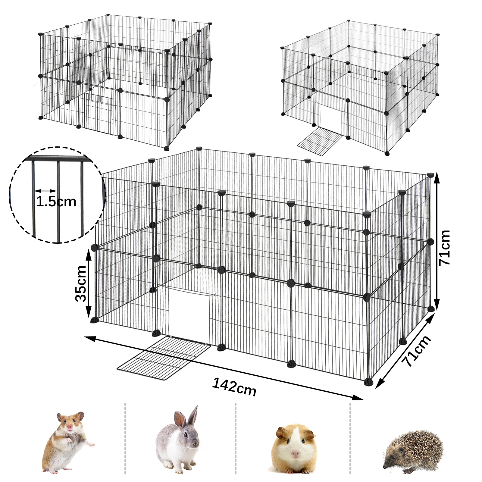 Pet Playpen DIY Metal Wire Exercise Pet Run with Door Cable Ties Small Animals Cage for Puppy Kitten Rabbits Guinea Pig
Pet Playpen DIY Metal Wire Exercise Pet Run with Door Cable Ties Small Animals Cage for Puppy Kitten Rabbits Guinea Pig