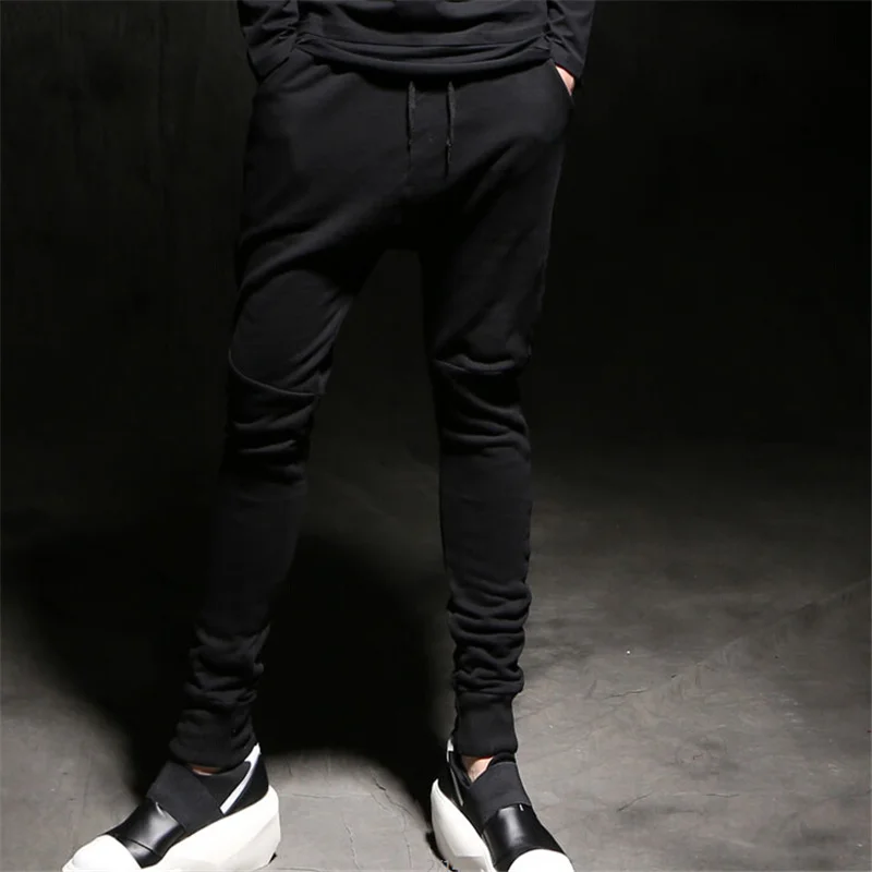 Осенне-зимние мужские штаны-шаровары в стиле хип-хоп с молнией сзади облегающие