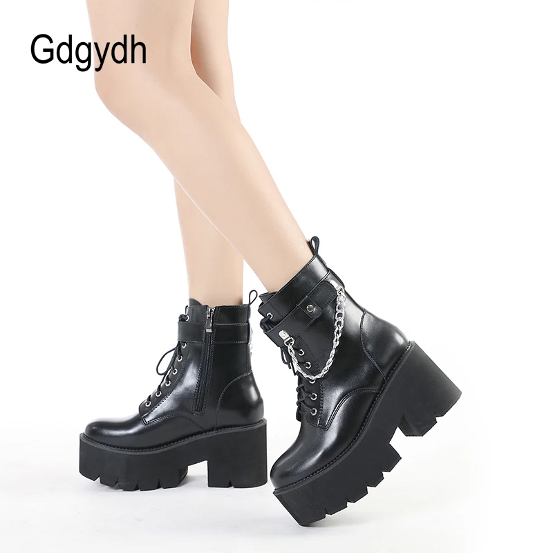 Gdgydh Lace Up Platform Boots Women Ankle Belt Buckle Black Goth Shoes Spring Thick Sole Demonia Boots Girlfriend Gift Dropship
Gdgydh Lace Up Platform Boots Women Ankle Belt Buckle Black Goth Shoes Spring Thick Sole Demonia Boots Girlfriend Gift Dropship