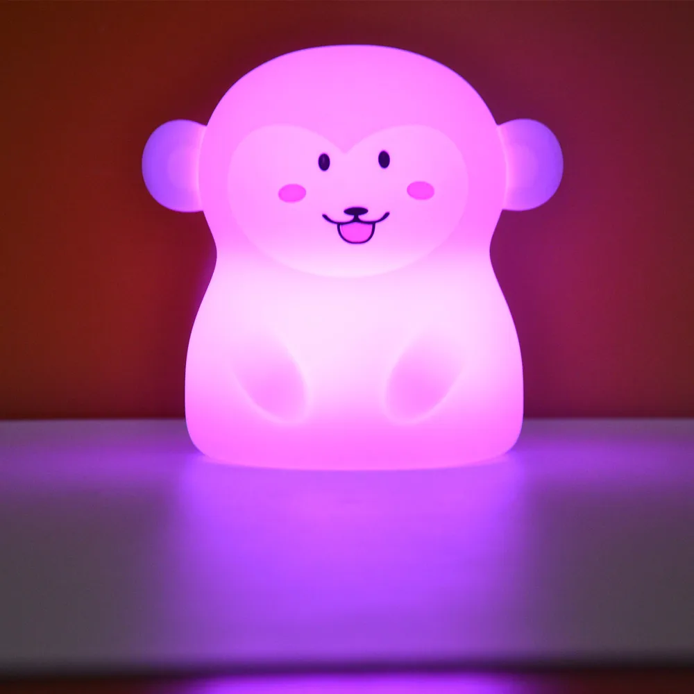 Touch Sensor RGB Monkey LED Night Light Silicone Desk Table Lamp Battery Powered Bedroom Bedside Lamp for Children Baby Gift
Touch Sensor RGB Monkey LED Night Light Silicone Desk Table Lamp Battery Powered Bedroom Bedside Lamp for Children Baby Gift