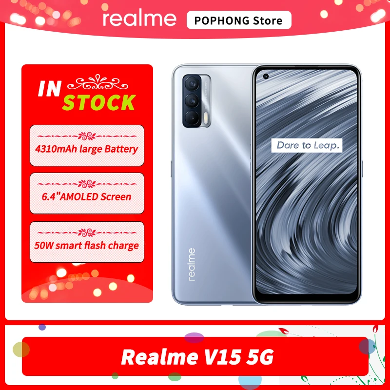 Global Firmware Realme V15 5G Mobile Phone 6.4 inch AMOLED Dimensity 800U Octa Core in screen 50W Flash Charger Google Play
Global Firmware Realme V15 5G Mobile Phone 6.4 inch AMOLED Dimensity 800U Octa Core in screen 50W Flash Charger Google Play
