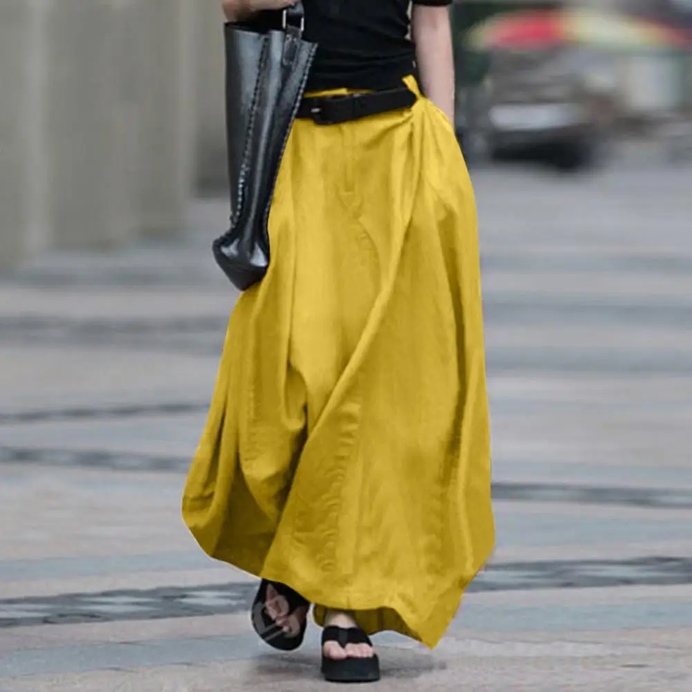 Women Skirt High Waist Solid Color Cotton Blend Large Hem Pocket Maxi Skirt Streetwear for Party
Women Skirt High Waist Solid Color Cotton Blend Large Hem Pocket Maxi Skirt Streetwear for Party