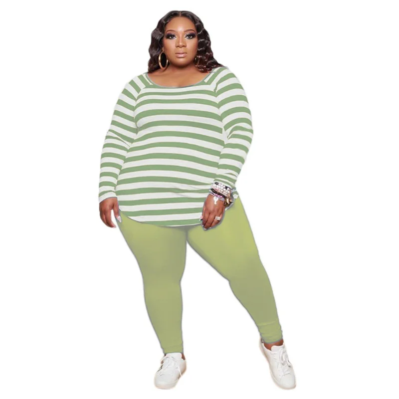 5XL Plus Size Two Piece Set Women Clothing Long Sleeve Striped Pullover Top And Pants Suit Spring Autumn Fashion Casual Outfits
5XL Plus Size Two Piece Set Women Clothing Long Sleeve Striped Pullover Top And Pants Suit Spring Autumn Fashion Casual Outfits