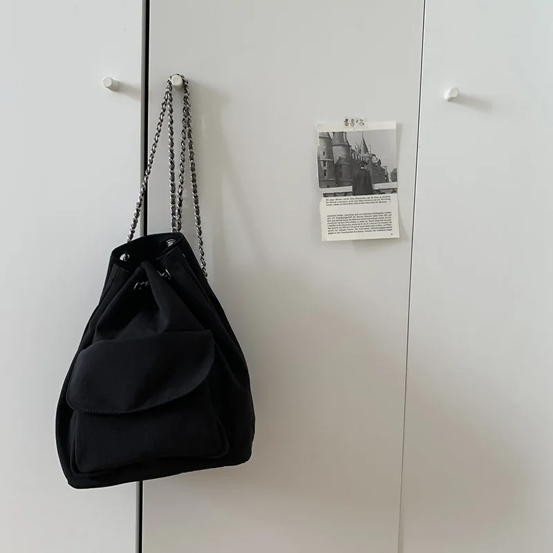 Black Fashion Cute Backpack Women Casual Back To School Designer Bag Chain Bucket Drawstring Pures and Bags Backpack Women
Black Fashion Cute Backpack Women Casual Back To School Designer Bag Chain Bucket Drawstring Pures and Bags Backpack Women