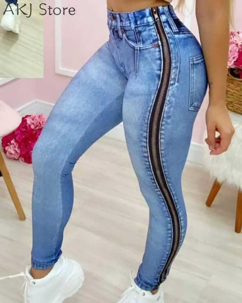 Women's Jeans High Waist Zipper Design Skinny Denim Pants
Women's Jeans High Waist Zipper Design Skinny Denim Pants