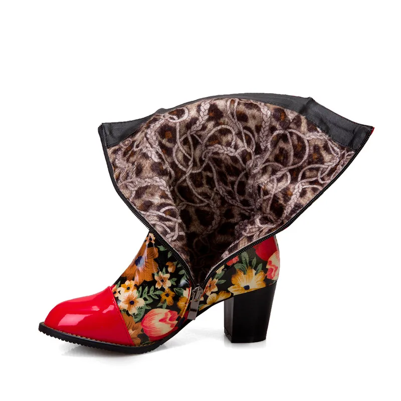 Top Quality Printed Women Shoes Fashion New Leather Boots Square Heels Autumn Winter Mid-calf Women Botines Botas Mujer
Top Quality Printed Women Shoes Fashion New Leather Boots Square Heels Autumn Winter Mid-calf Women Botines Botas Mujer