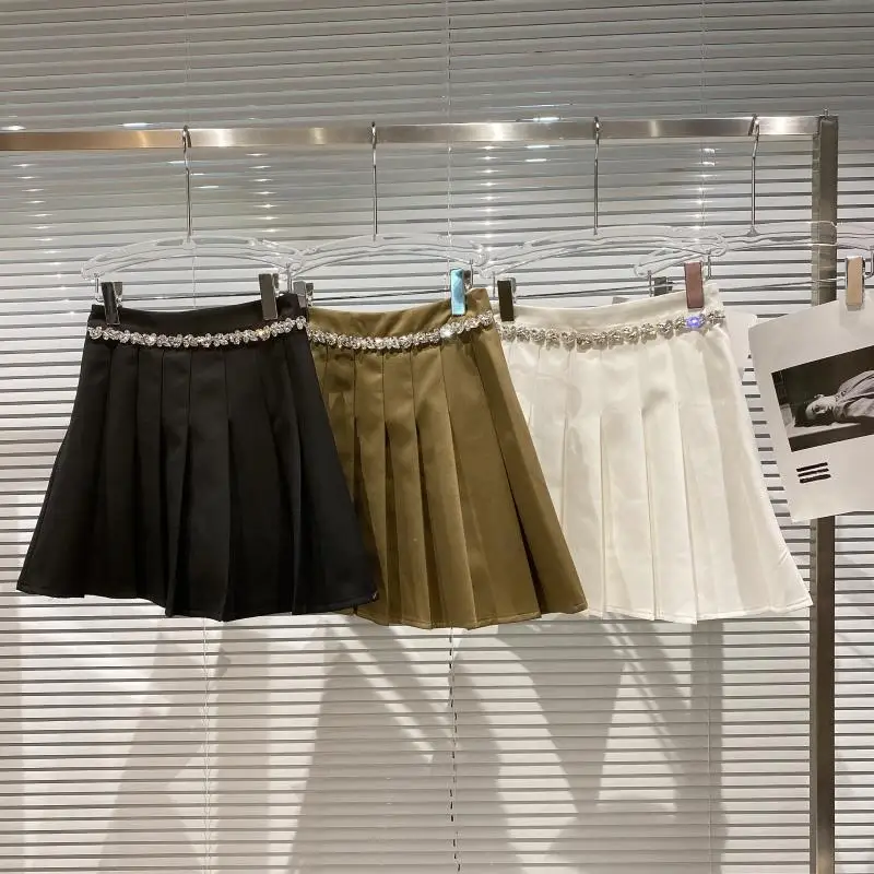 2021 Autumn New Rhinestone Waist Chain Women Skirt high waist A- Line Pleated Skirt Solid Color Womens Short Sexy Mini Skirts
2021 Autumn New Rhinestone Waist Chain Women Skirt high waist A- Line Pleated Skirt Solid Color Womens Short Sexy Mini Skirts