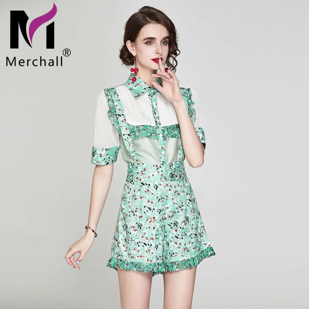 Runway Designer Two Piece Shorts Sets Female Flower Print Patchwork Ruffled Shirt Collar Tops and Slim Mini Shorts Suits M68609
Runway Designer Two Piece Shorts Sets Female Flower Print Patchwork Ruffled Shirt Collar Tops and Slim Mini Shorts Suits M68609