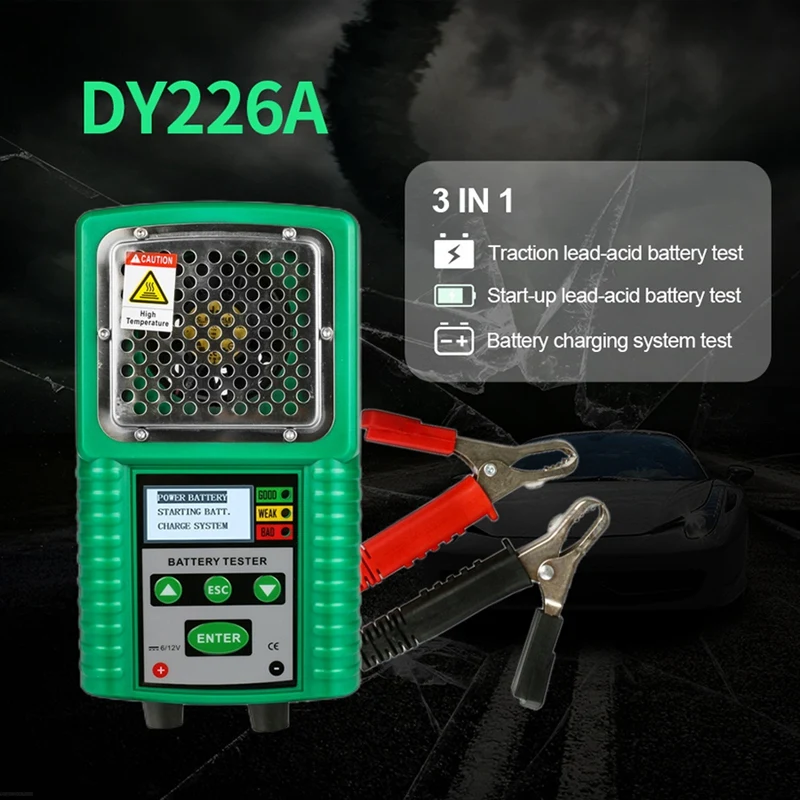 DY226A 3 in 1 Car Battery Tester, Traction DC Auto Power Load Starting Charge CCA Test with Storage Capacity Led Display
DY226A 3 in 1 Car Battery Tester, Traction DC Auto Power Load Starting Charge CCA Test with Storage Capacity Led Display