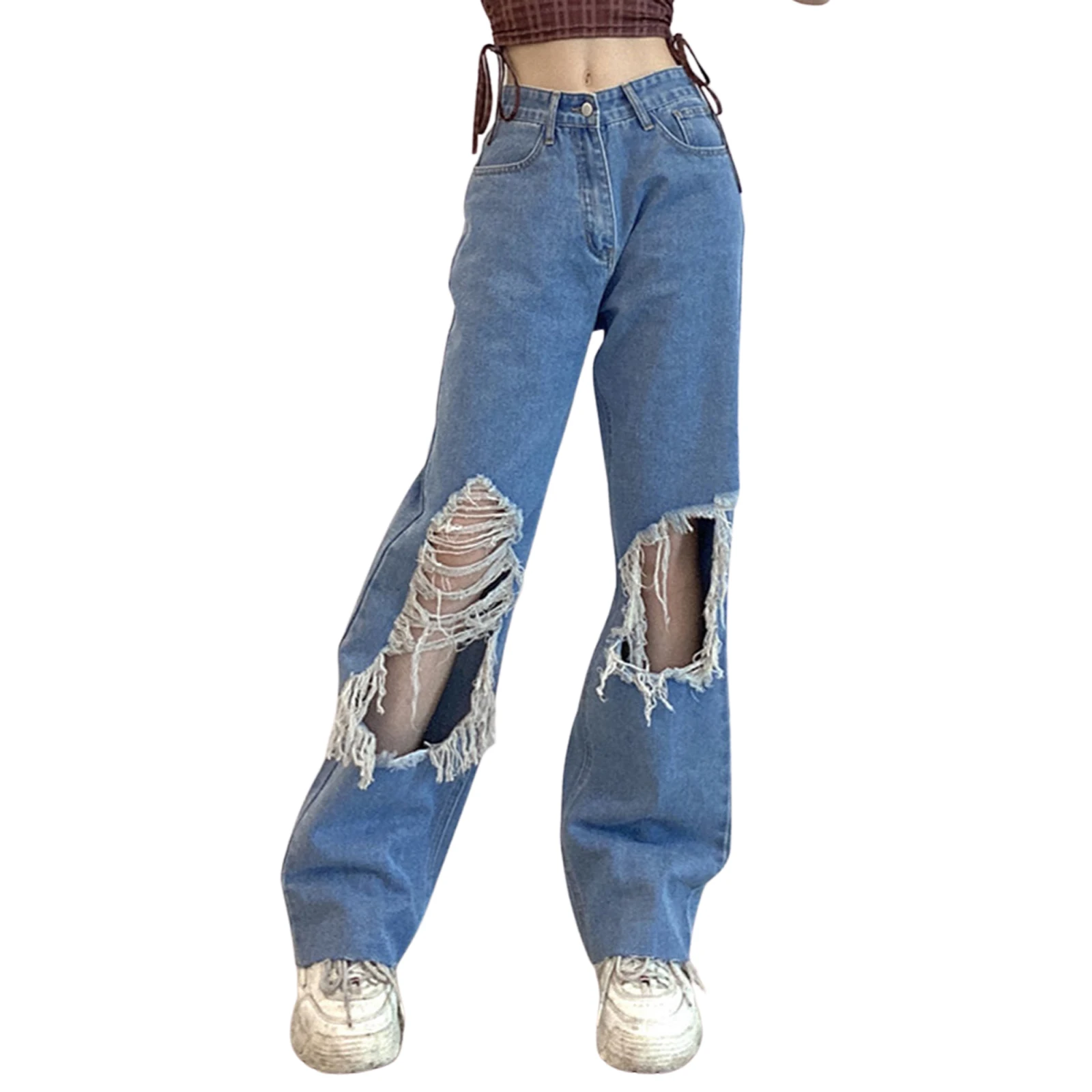 Women's Vogue Sexy Jeans Casual Pants Big Holes Long Trousers Women Jeans Ripped Frayed Loose Denim Pants Women Clothing
Women's Vogue Sexy Jeans Casual Pants Big Holes Long Trousers Women Jeans Ripped Frayed Loose Denim Pants Women Clothing