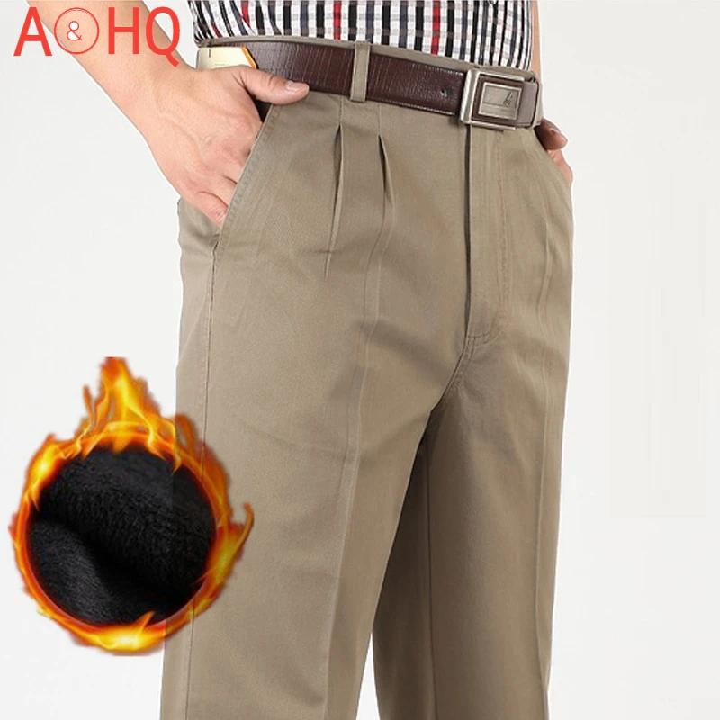 Warm Thick Fleece Winter Casual Pants Men Loose Straight Classic High Waist Cotton Office Trousers Plus Size 42 44 46
Warm Thick Fleece Winter Casual Pants Men Loose Straight Classic High Waist Cotton Office Trousers Plus Size 42 44 46