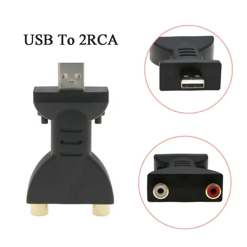 Аудио адаптер USB Мужской 2 RCA Женский Разъем Портативный позолоченный