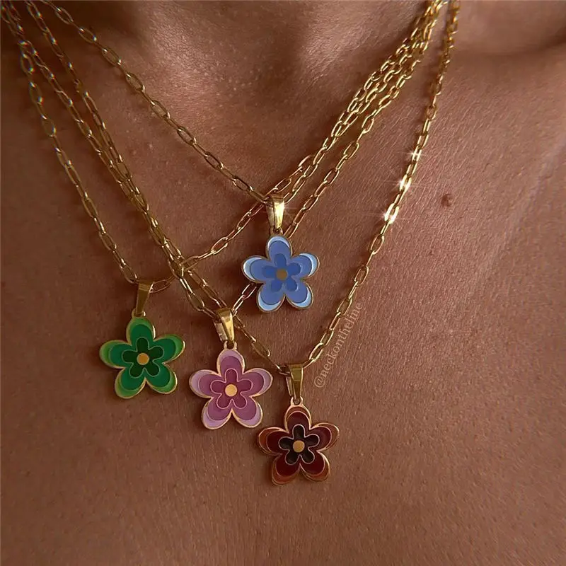 New Fashion Korean Sweet Colorful Daisy Flower Rainbow Drop oil Pendant Necklace For Women Boho Sunflower Metal Necklace Jewelry
New Fashion Korean Sweet Colorful Daisy Flower Rainbow Drop oil Pendant Necklace For Women Boho Sunflower Metal Necklace Jewelry