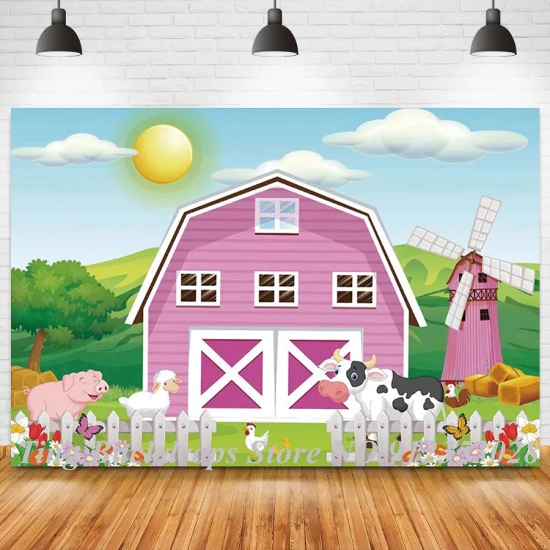 Pink Barn House Farm Theme Backdrop Photography Cartoon Pigs Sheep Cake Table Decor Kids Birthday Background Newborn Baby Shower
Pink Barn House Farm Theme Backdrop Photography Cartoon Pigs Sheep Cake Table Decor Kids Birthday Background Newborn Baby Shower