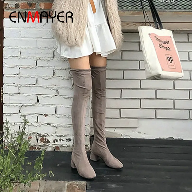 ENMAYER Over The Knee High Boots Flock Women Boots Square Slip-On Round Toe Heel Winter Stretch Lycra Women Shoes Size 34-43
ENMAYER Over The Knee High Boots Flock Women Boots Square Slip-On Round Toe Heel Winter Stretch Lycra Women Shoes Size 34-43