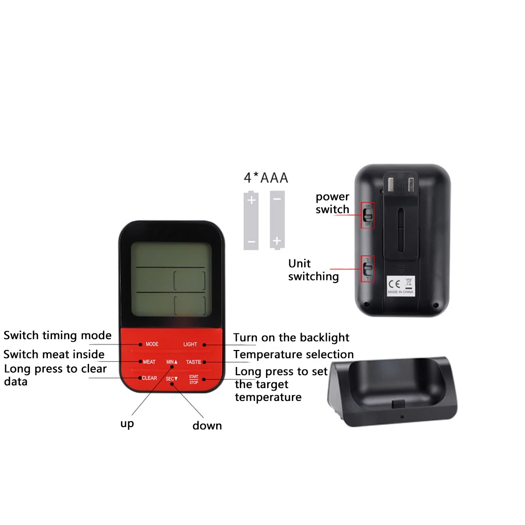 AsyPets Wireless Waterproof BBQ Thermometer Digital Cooking Meat Food Kitchen Oven Grilling Thermometer With Timer Function
AsyPets Wireless Waterproof BBQ Thermometer Digital Cooking Meat Food Kitchen Oven Grilling Thermometer With Timer Function