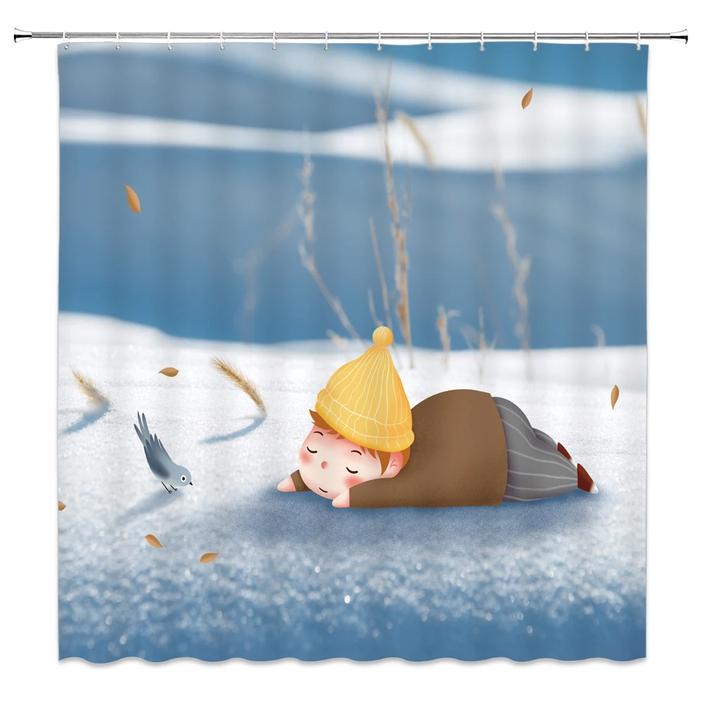 Cartoon Pattern Child and Bird Winter Snow Scene Shower Curtains Bathroom Decor Waterproof Polyester Cloth Curtain Set Cheap
Cartoon Pattern Child and Bird Winter Snow Scene Shower Curtains Bathroom Decor Waterproof Polyester Cloth Curtain Set Cheap
