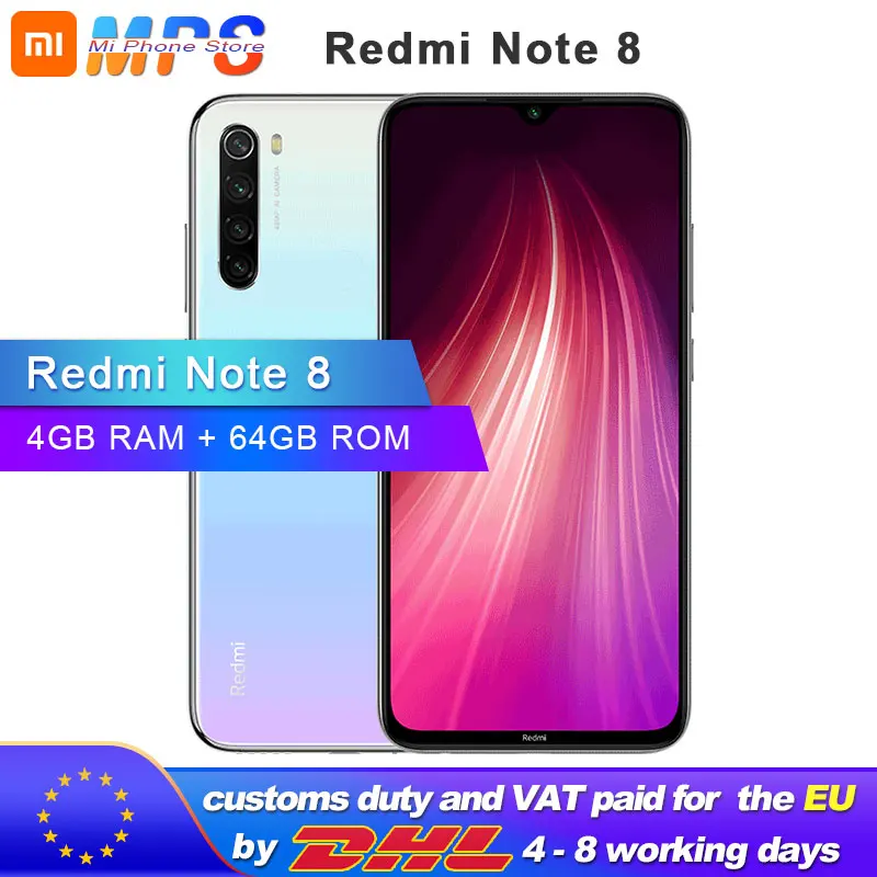 Xiaomi Redmi Note 8 смартфон с восьмиядерным процессором Snapdragon 665 ОЗУ 64 ГБ ПЗУ 4 Гб 6 3 дюйма