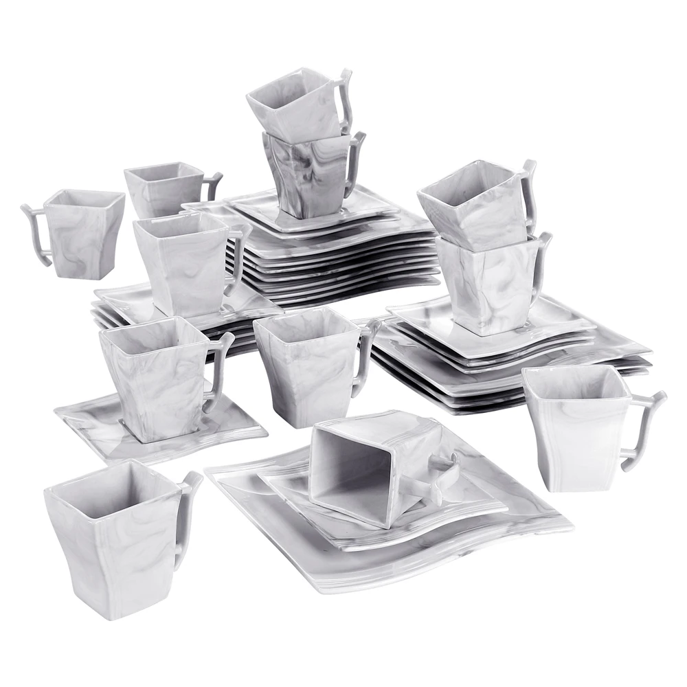 Малакаса Флора 18/36 шт мраморный серый фарфор для послеобеденного чая кофейная чашка и блюдце набор с 6 * чашки и блюдца, десертные тарелки
Малакаса Флора 18/36 шт мраморный серый фарфор для послеобеденного чая кофейная чашка и блюдце набор с 6 * чашки и блюдца, десертные тарелки