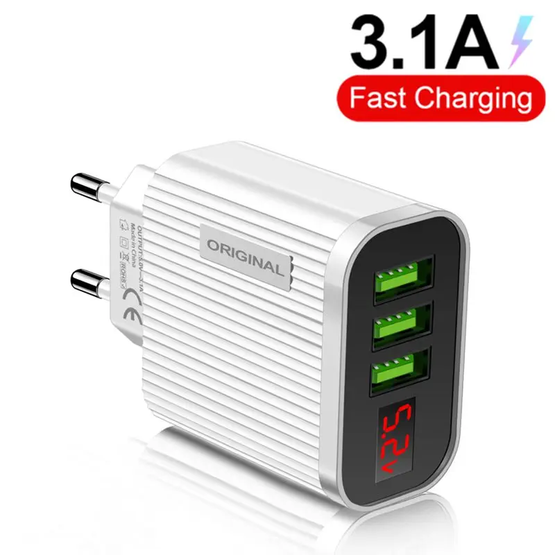 5V 3.1A USB Charger For iPhone 11 Phone Charger 3 USB Fast Charging Wall Phone Charger For iPhone Samsung Xiaomi Huawei Tablet
5V 3.1A USB Charger For iPhone 11 Phone Charger 3 USB Fast Charging Wall Phone Charger For iPhone Samsung Xiaomi Huawei Tablet