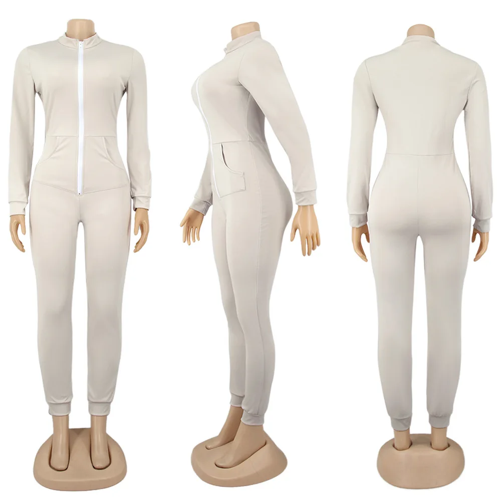 Sexy Rompers Women Jumpsuit Spring Fall Slim Skinny Bodycon Clothing for Woman New Zipper Long Sleeve Female One Piece Jumpsuit 
Sexy Rompers Women Jumpsuit Spring Fall Slim Skinny Bodycon Clothing for Woman New Zipper Long Sleeve Female One Piece Jumpsuit