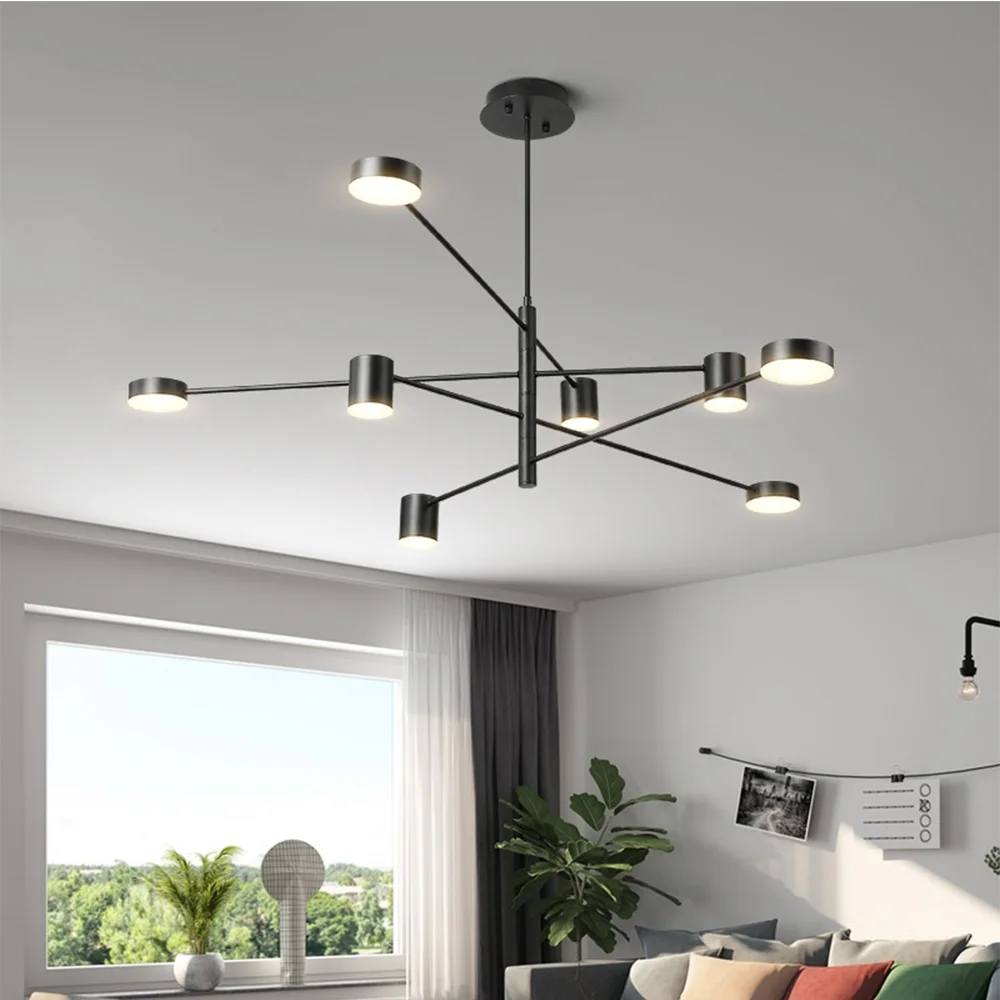

Modern Fashion Black Gold White Long Led Ceiling Suspended Chandelier Light Lamp for Hall Kitchen Living Room Loft Bedroom