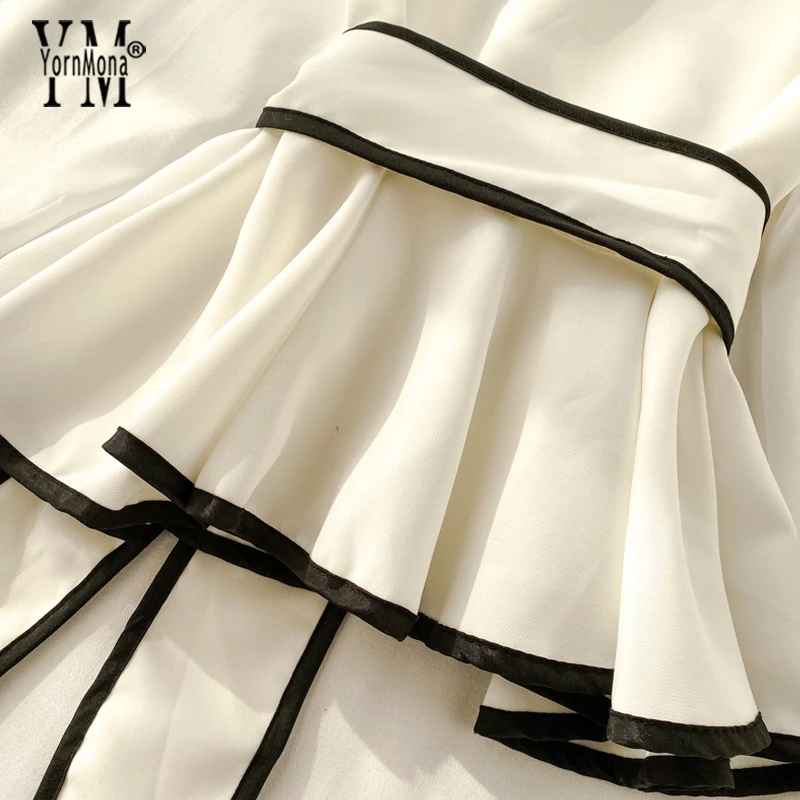 Jornmona/хорошее качество белая черная Офисная женская элегантная блуза с повязки
