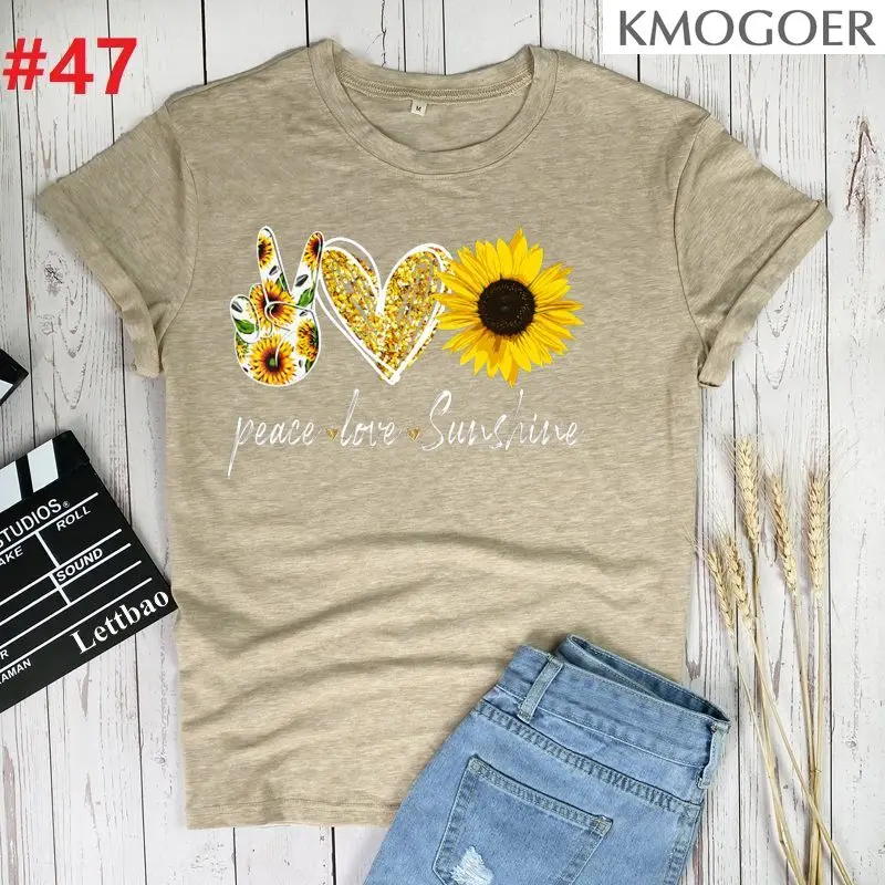 Peace Love Sunshine Heart Sunflower Printing T-shirts Women Summer 2021 Harajuku Top Loose Short Sleeve Woman Tshirts Cotton
Peace Love Sunshine Heart Sunflower Printing T-shirts Women Summer 2021 Harajuku Top Loose Short Sleeve Woman Tshirts Cotton