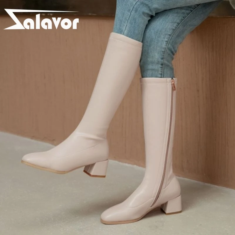 Zalavor Size 31-43 New Women Mid Calf Boots Women Shoes Thick High Heels Long Boots Fashion Party Winter Ladies Footwear
Zalavor Size 31-43 New Women Mid Calf Boots Women Shoes Thick High Heels Long Boots Fashion Party Winter Ladies Footwear