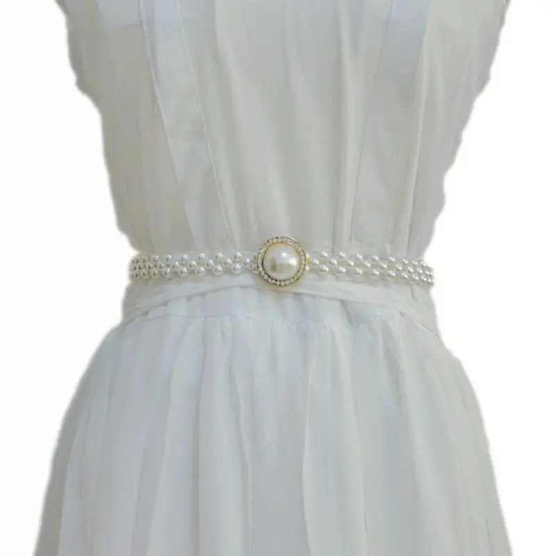 Womens Three Rows Thin Faux Pearls Waistband Bridal Wedding Sash With Large Artificial Pearl Rhinestone Decor Metal
Womens Three Rows Thin Faux Pearls Waistband Bridal Wedding Sash With Large Artificial Pearl Rhinestone Decor Metal