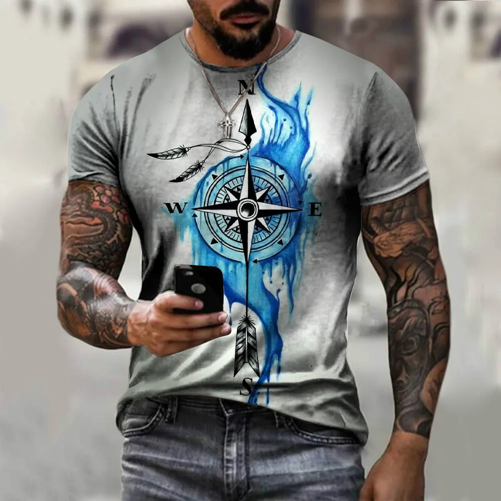 Men's 3D print T-shirt, compass pattern short sleeve T-shirt, fashion street wear, sports T-shirt
Men's 3D print T-shirt, compass pattern short sleeve T-shirt, fashion street wear, sports T-shirt