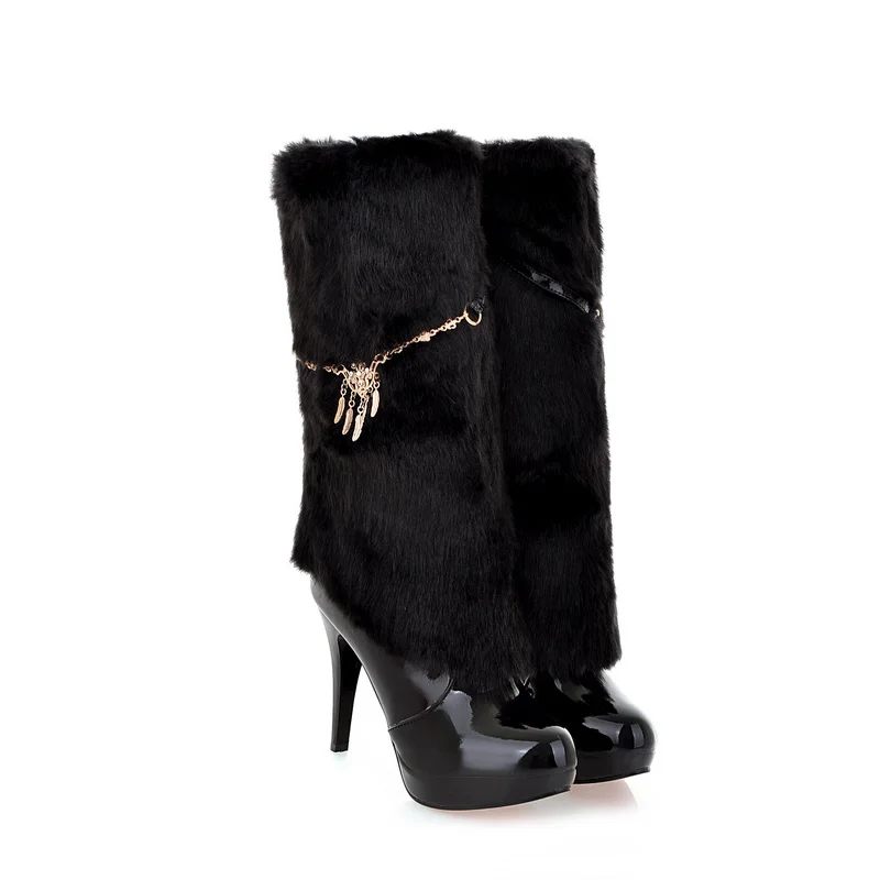 Bling High Heels Rabbit Fur Boots Women Plush Warm Platform Shoes Elegant Crystal Lady Wedding Party High-heeled Mid-Calf Boots
Bling High Heels Rabbit Fur Boots Women Plush Warm Platform Shoes Elegant Crystal Lady Wedding Party High-heeled Mid-Calf Boots