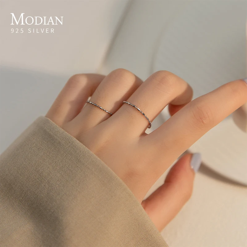 MODIAN Real 100% 925 Sterling Silver Simple Link Chain Fashion Stackable Finger Rings For Women Party Fine Silver Jewelry Gifts
MODIAN Real 100% 925 Sterling Silver Simple Link Chain Fashion Stackable Finger Rings For Women Party Fine Silver Jewelry Gifts