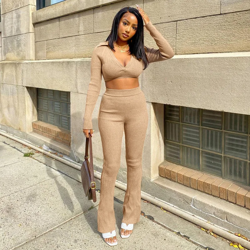 SEASONS Autumn Winter Women Ribbed Women Solid 2 Pieces Long Sleeve V Neck Crop Top Leggings Set Tracksuit Outfits ASSU84073
SEASONS Autumn Winter Women Ribbed Women Solid 2 Pieces Long Sleeve V Neck Crop Top Leggings Set Tracksuit Outfits ASSU84073