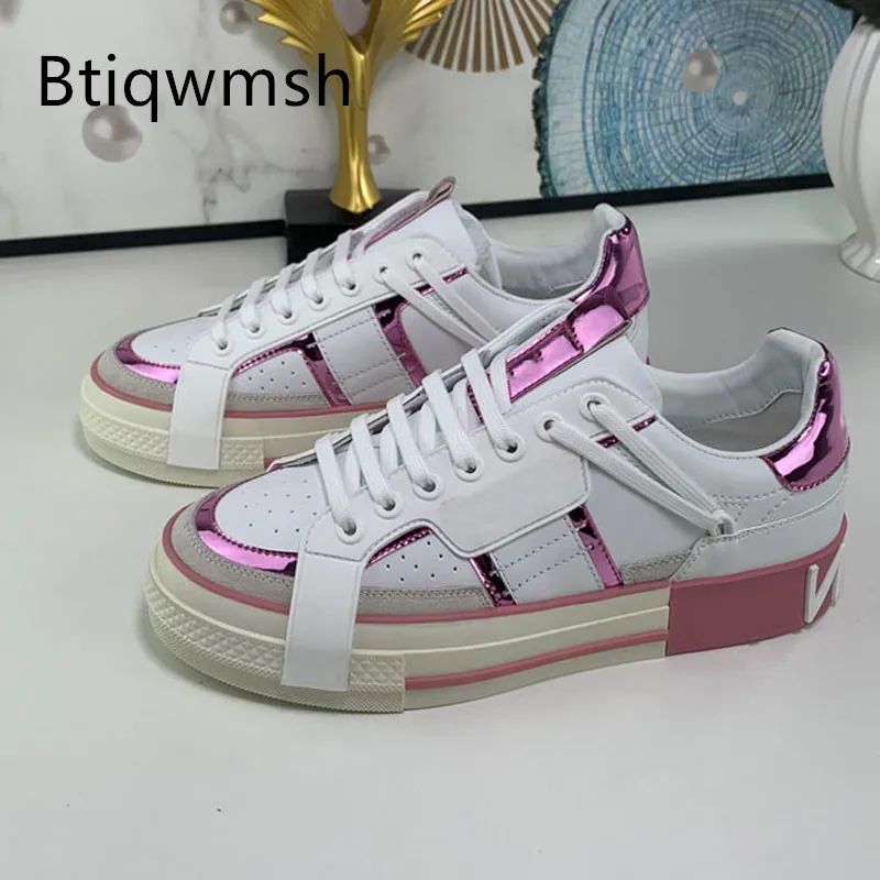 Unique Luxury White Sneakers Women Round Toe Mixed Color Leather Patchwork Flat Shoes Woman Soft Real Leather Loafer Shoes
Unique Luxury White Sneakers Women Round Toe Mixed Color Leather Patchwork Flat Shoes Woman Soft Real Leather Loafer Shoes