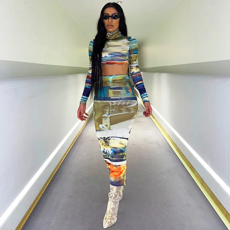 European Fashion Stand-up Collar Street Hipster Print Sexy Tight-fitting Cropped Top and Hip Skirt Two-piece Suit 2021 New
European Fashion Stand-up Collar Street Hipster Print Sexy Tight-fitting Cropped Top and Hip Skirt Two-piece Suit 2021 New