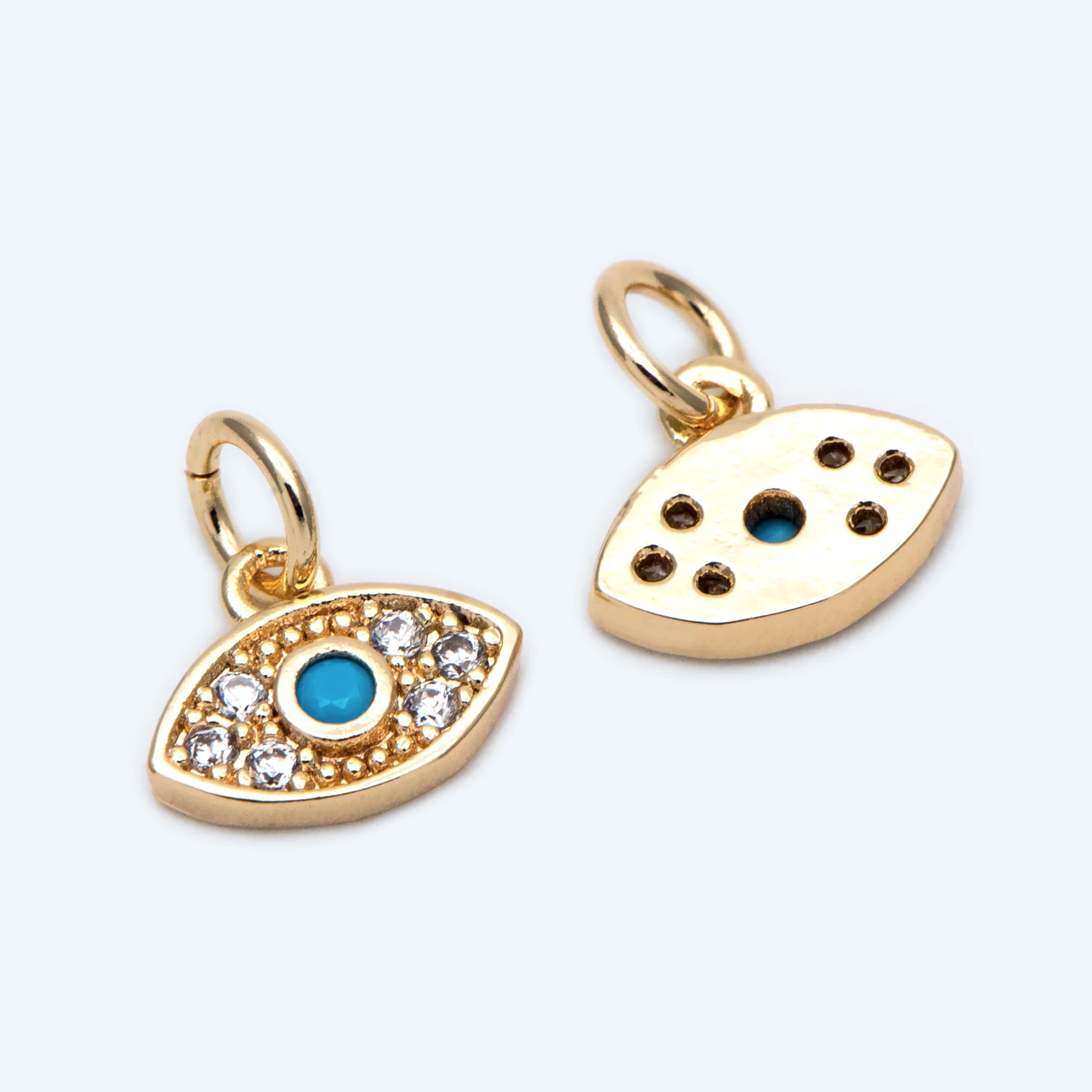10pcs CZ Paved Blue Evil Eye Charm 10x8mm, Real Gold Plated Brass Eye Charm For Jewelry Making Accessories (GB-1878)
10pcs CZ Paved Blue Evil Eye Charm 10x8mm, Real Gold Plated Brass Eye Charm For Jewelry Making Accessories (GB-1878)
