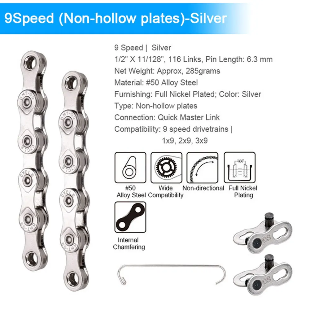 Road Bike MTB Bicycle Chain 8/ 9/10 /11 Speed Chains HG53 HG54 HG73 HG95 Hollow Ultra Light Chain Bicycle General
Road Bike MTB Bicycle Chain 8/ 9/10 /11 Speed Chains HG53 HG54 HG73 HG95 Hollow Ultra Light Chain Bicycle General