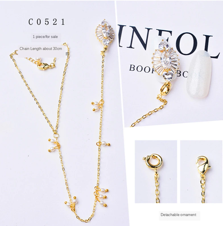 Ins latest manicure Zircon Bracelet finger chain metal long chain jewelry luxury nail decoration nails accessories
Ins latest manicure Zircon Bracelet finger chain metal long chain jewelry luxury nail decoration nails accessories