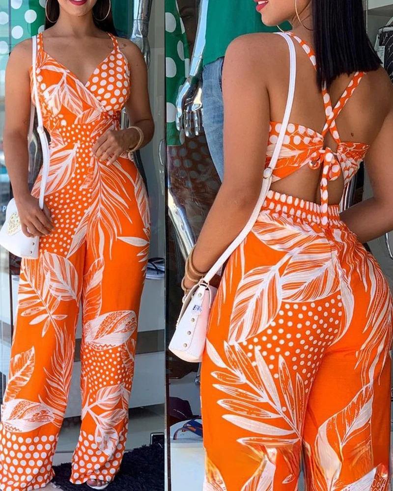 Women's Summer Leaf Print Cutout Jumpsui 2022 Fashion Women's Orange Sexy Suspender Backless Jumpsuit monos mujer elegante
Women's Summer Leaf Print Cutout Jumpsui 2022 Fashion Women's Orange Sexy Suspender Backless Jumpsuit monos mujer elegante