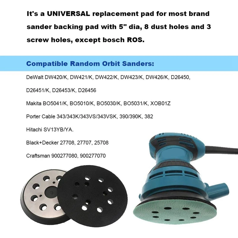 5 Inch 8 Hole Hook and Loop Sander Pad,Replacement Sander Pad for DeWalt DW421/K, DW423/K DW426
5 Inch 8 Hole Hook and Loop Sander Pad,Replacement Sander Pad for DeWalt DW421/K, DW423/K DW426