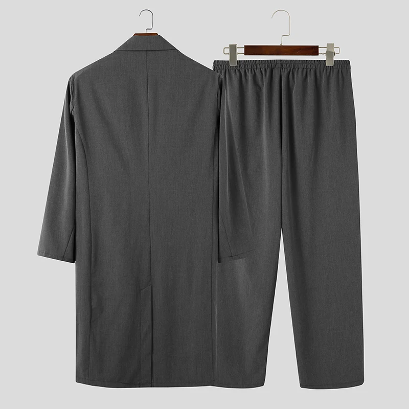 INCERUN 2021 Men Sets Solid Streetwear Long Sleeve Single Breasted Coats Elastic Waist Pants Elegant Muslim Mens Suit 2 Pieces 7
INCERUN 2021 Men Sets Solid Streetwear Long Sleeve Single Breasted Coats Elastic Waist Pants Elegant Muslim Mens Suit 2 Pieces 7