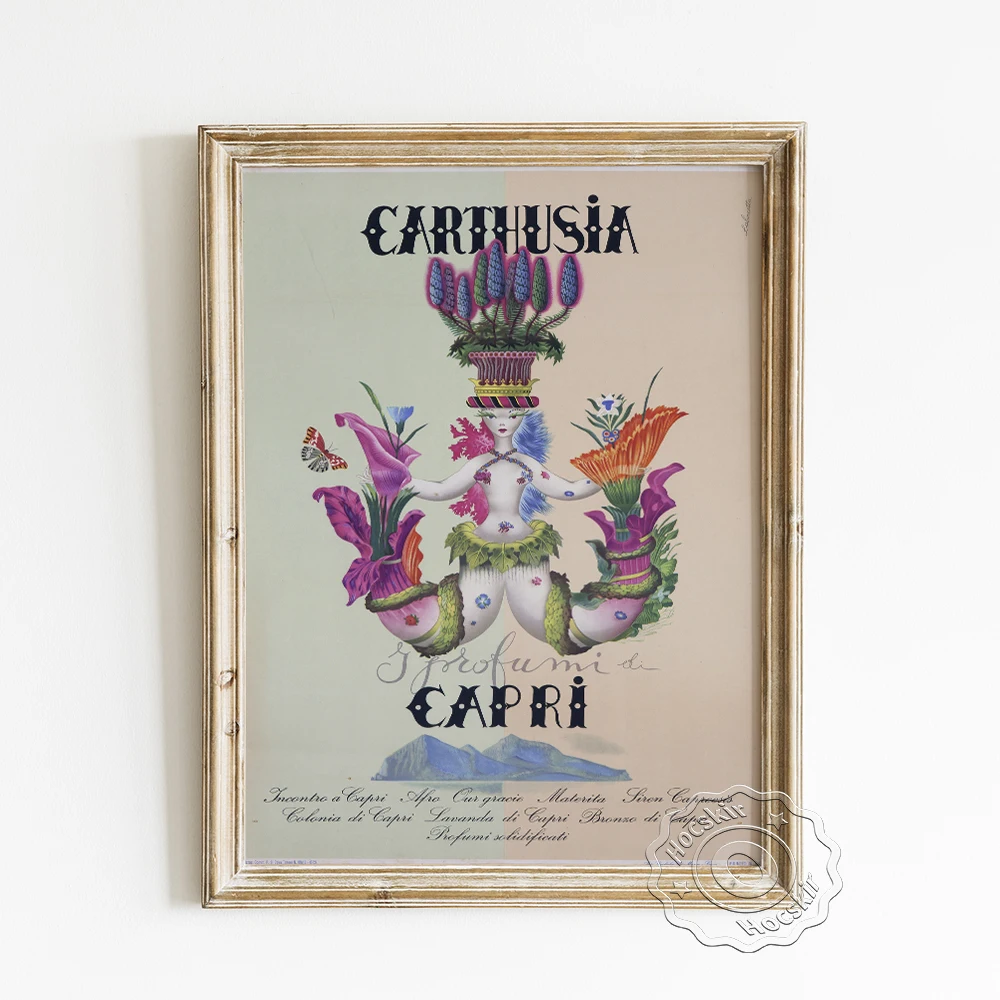 Italy Perfume Advertising Poster, Laboccetta Exhibition Art Prints, Carthusia I Profumi Di Capri Vintage Flower Wall Picture
Italy Perfume Advertising Poster, Laboccetta Exhibition Art Prints, Carthusia I Profumi Di Capri Vintage Flower Wall Picture