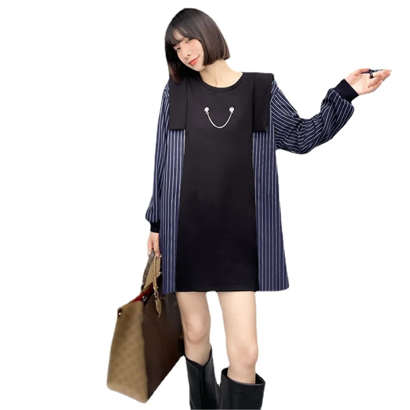 Women Blue Striped Oversize Dresses Women's Dress 2021 New Peter Pan Collar Long Sleeve Loose Fit Fashion Tide Spring Autumn
Women Blue Striped Oversize Dresses Women's Dress 2021 New Peter Pan Collar Long Sleeve Loose Fit Fashion Tide Spring Autumn