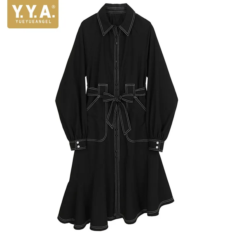 Black Long Dress Female Spring Lapel Single-Breasted Elegant Irregular Sashes Slim Fit High Waist Women Mid-Calf Shirt-Dress
Black Long Dress Female Spring Lapel Single-Breasted Elegant Irregular Sashes Slim Fit High Waist Women Mid-Calf Shirt-Dress