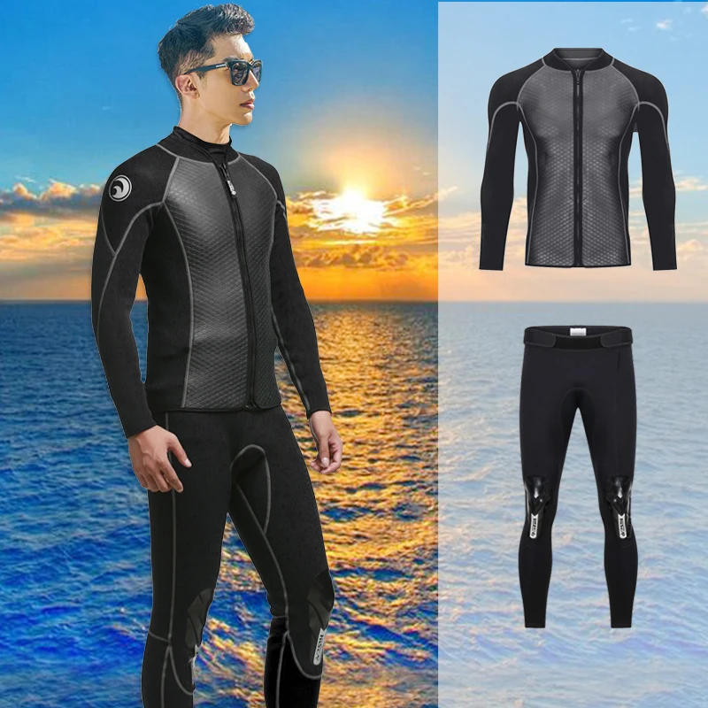 Hisea Men's 2.5mm Diving Wetsuit Jackets Pants Long Sleeve Suit Scuba Jump Surfing Snorkeling Wetsuits | Спорт и развлечения