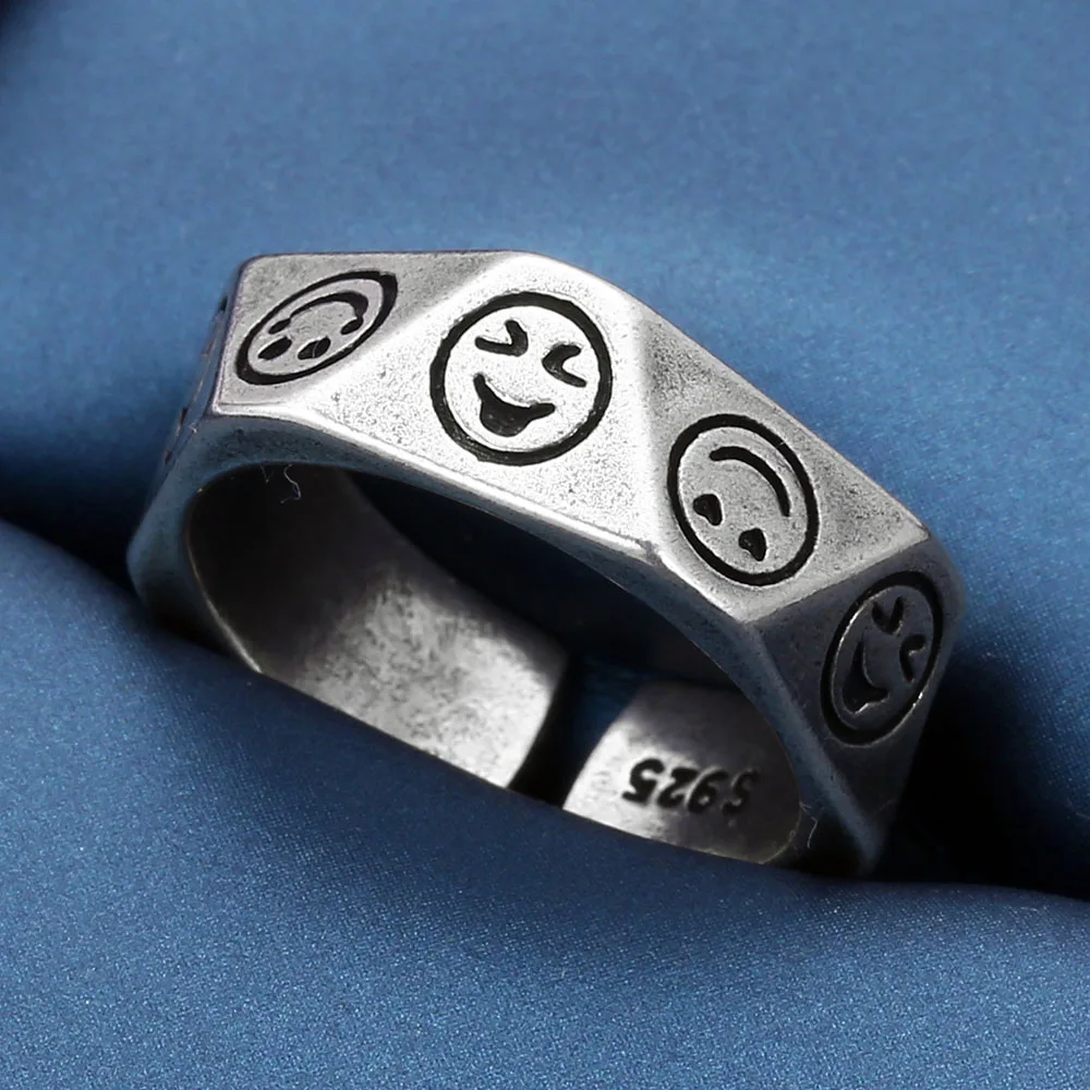 Prevent Allergies S925 Vintage expression Adjustable Ring smile funny make faces Rings for Girls Fine Jewelry Gift Ring
Prevent Allergies S925 Vintage expression Adjustable Ring smile funny make faces Rings for Girls Fine Jewelry Gift Ring