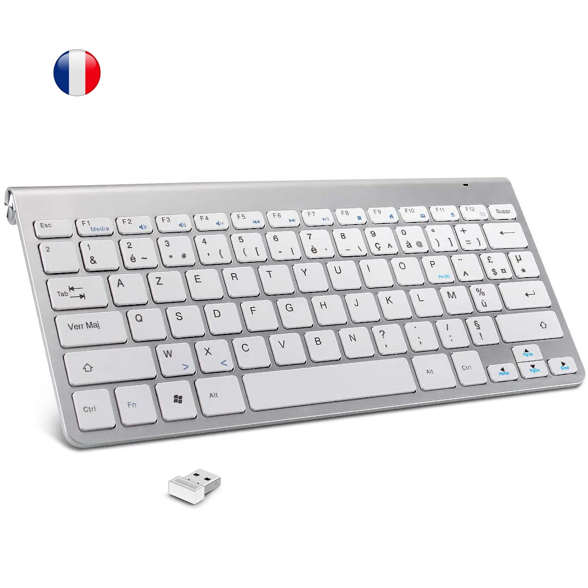2 4 г французского Беспроводной клавиатура ультра тонкий AZERTY раскладка