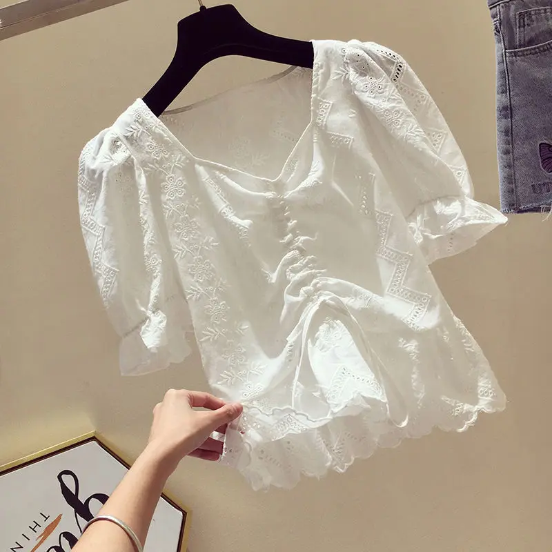 Women's Spring Summer Style Blouses Shirts Women's V-neck Elegant Hollow Out Long Sleeve Lace Loose Tops SP700
Women's Spring Summer Style Blouses Shirts Women's V-neck Elegant Hollow Out Long Sleeve Lace Loose Tops SP700