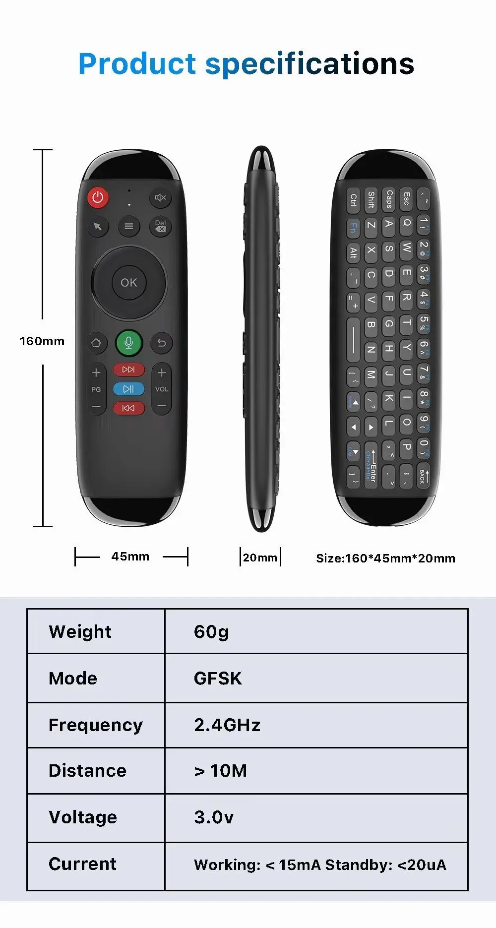 

2.4GHz Android TV Box PC HTPC Google Assistant Voice Gyroscope Fly Air Mouse Remote Control Sensing Mini Wireless Keyboard M6